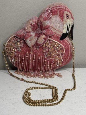 Mary Frances A Leg to Stand On Flamingo Beaded Crossbody Handbag