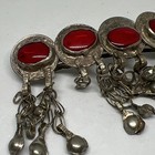 Vintage French Kuchi Hair Barrette Red Glass Cabochon Tribal Gypsy Bell Dangles — photo 8