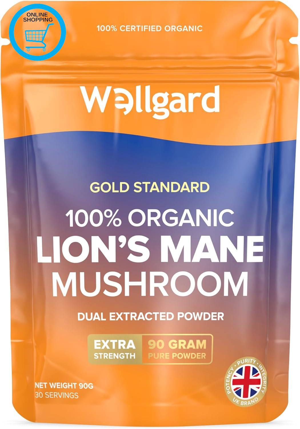 Organic Lion'S Mane Mushroom Powder 90 Grams - Mushroom Supplement, Dual Extract