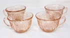 4 Federal Depression Glass Pink Sharon Cabbage Rose Handled Cups  - EXCELLENT