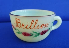 UG Uranium EAPG HEISEY Custard Glass Cup - Souvenir BRILLION Wisconsin WI Wis