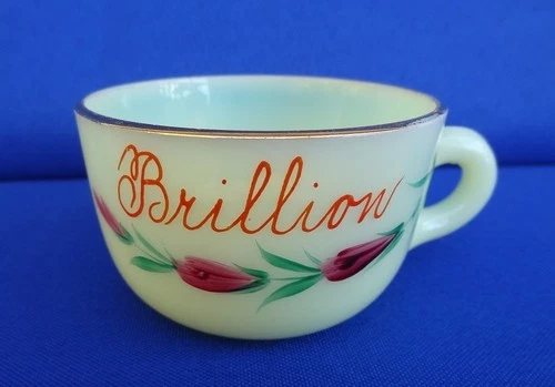 UG Uranium EAPG HEISEY Custard Glass Cup - Souvenir BRILLION Wisconsin WI Wis