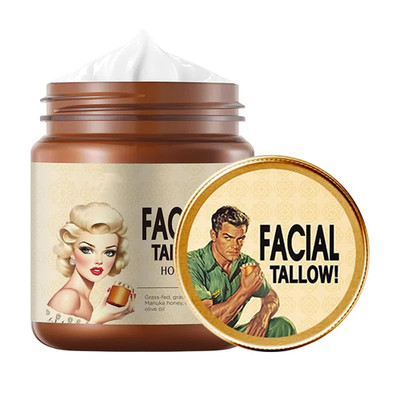 Organic Grass Fed Beef Tallow Honey Balm Moisturizer for Dry Face &Body Dry Skin