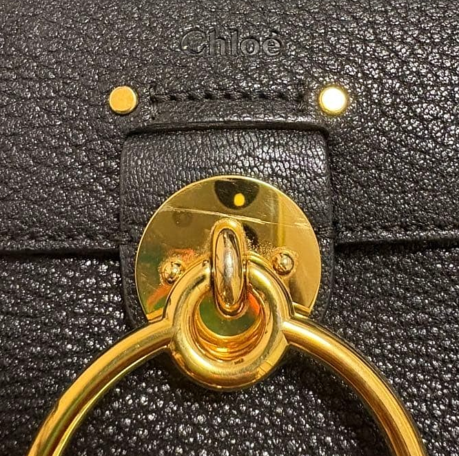 Chloe Tess 2way Handbag Shoulder Bag Small Black Leather Italy