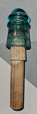 Vintage HEMINGRAY No. 9 Glass Insulator Aqua Blue Made In USA