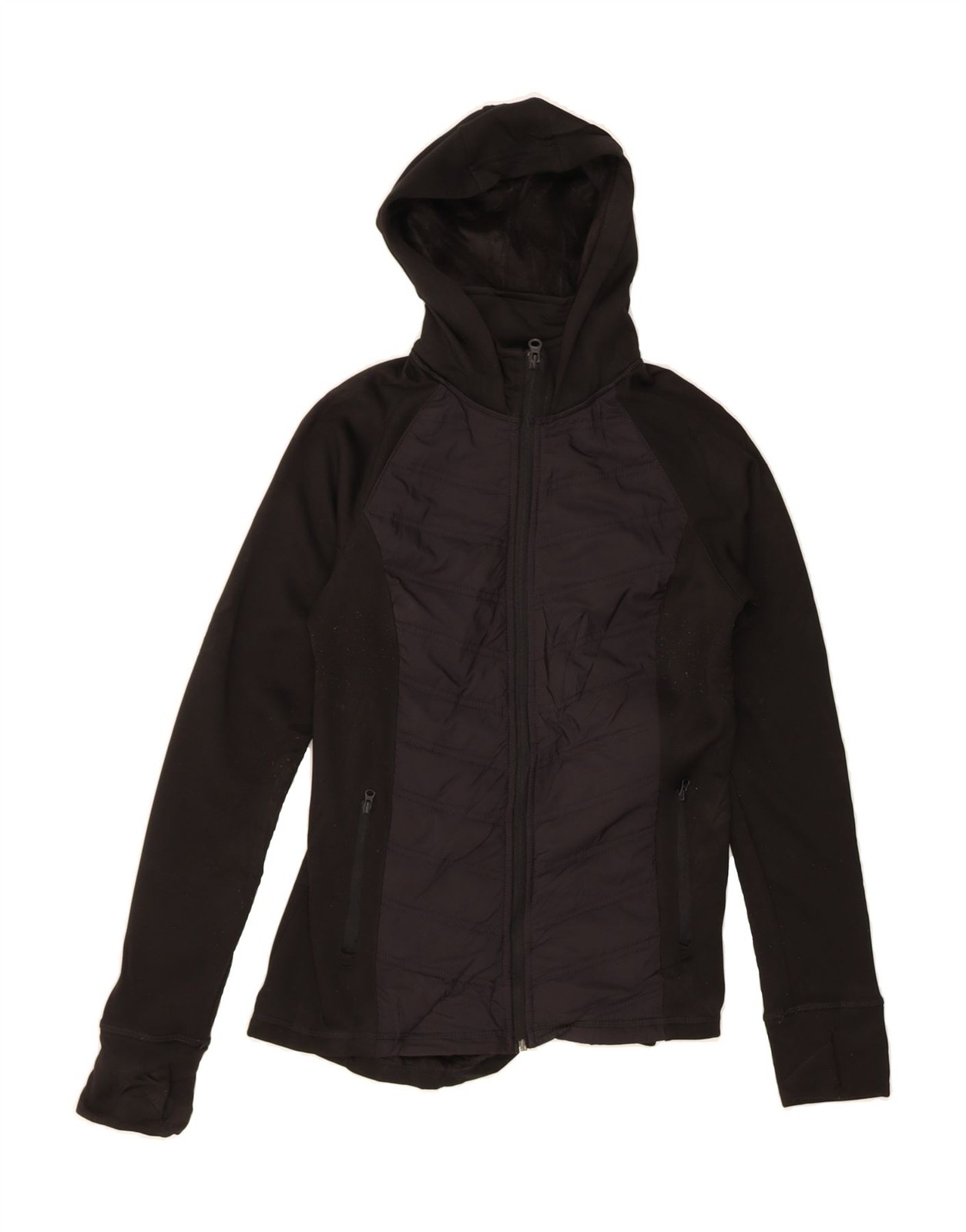 FILA Felpa donna con cappuccio zip UK 12 Medium nera colorblock poliestere MI04