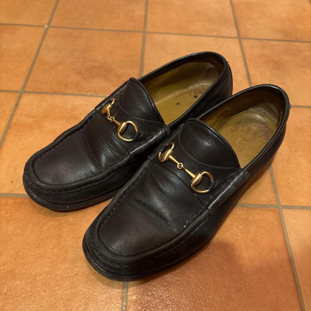 GUCCI Women's Loafers Horsebit Leather Black Size:36.5/JP:23.5 147844K Authentic