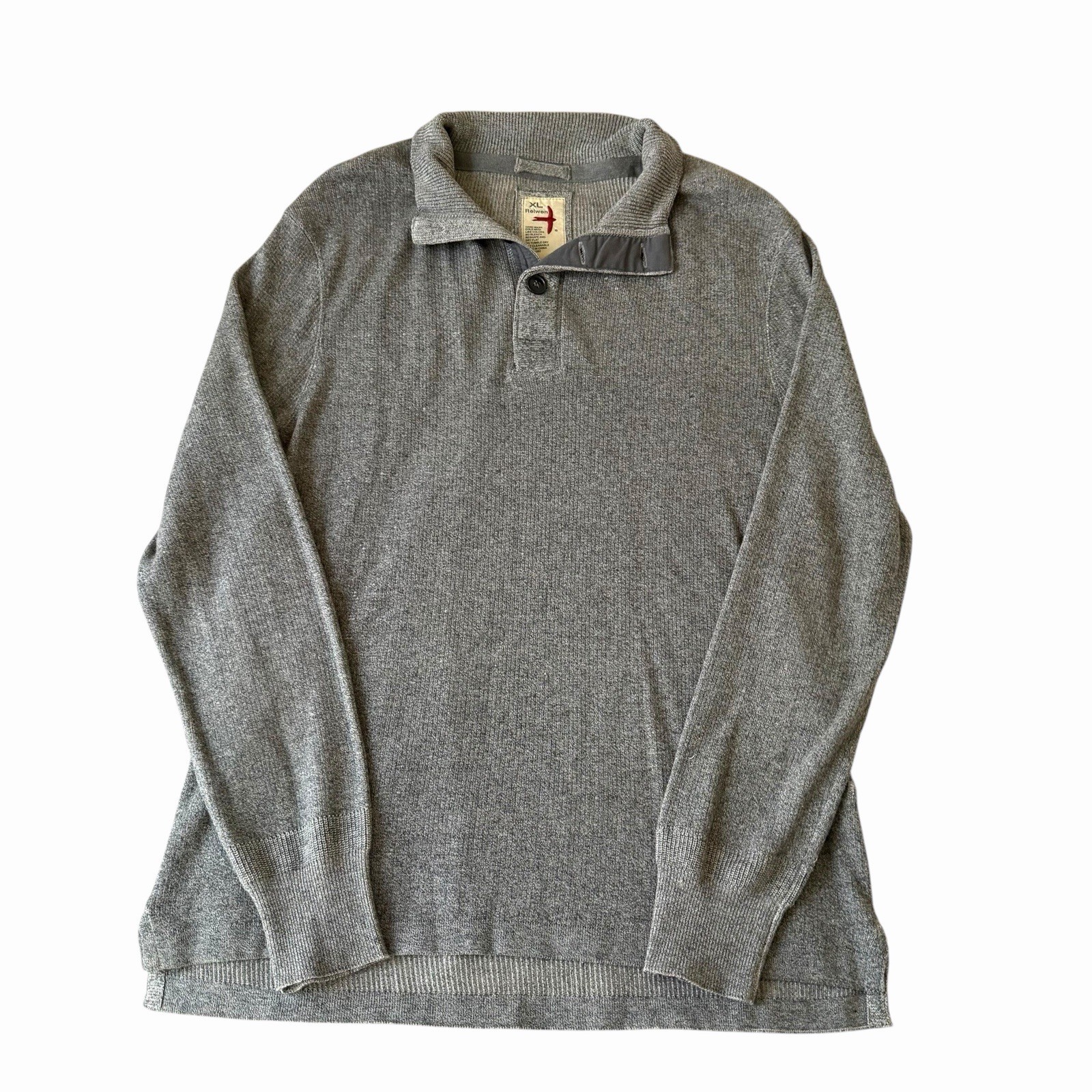 Relwen Men’s Sweater Pullover Size XL Gray Cotton Blend Button