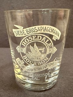Pre Prohibition Shot Glass Siebe Bros & Plagemann Rosedale Burbon