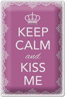Schild Blech 20X30Cm - Made In Germany - Spruch Keep Calm And Kiss Me Krone Meta
