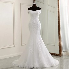 Customized Elegant Boat Neck Wedding Dresses for Women Mermaid Wedding Gowns