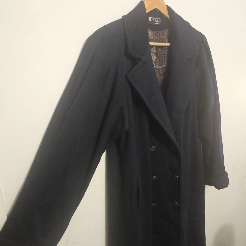 Gabardina vintage negra de lana de EE. UU. doble botonadura para mujer Foto 4 de 4