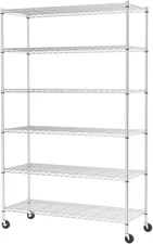 FDW 48"L×18"W×82"H Wire Shelving Unit Storage Cart Metal Shelf Rolling Utility C