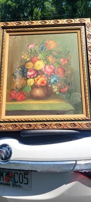 Vintage Original Framed Oil Painting  Nancy Lee 41''H ×27''w×1.5 d