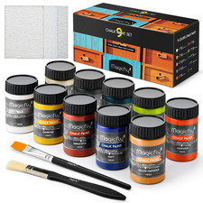 Magicfly 15 Pcs Chalk Furniture Paint Set 9 Colors Ultra Matte Finish Acrylic