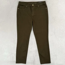 NEW Chico's So Slimming Girlfriend Ankle Jeans 1 Size 8 Ambered Olive Green Gold