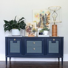 Blue Straw Peel and Stick Wallpaper Vinyl Wat...