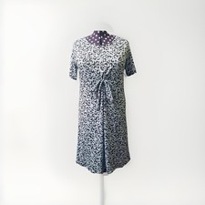Women’s Size 16-18 Leopard animal Print Stretch Bowed Front Pleat A Line Dress