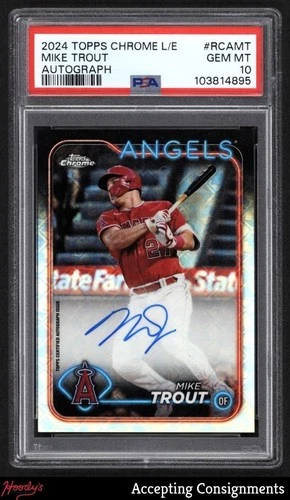 2024 Topps Chrome Logofractor Autographs #RCAMT Mike Trout ON CARD AUTO PSA 10