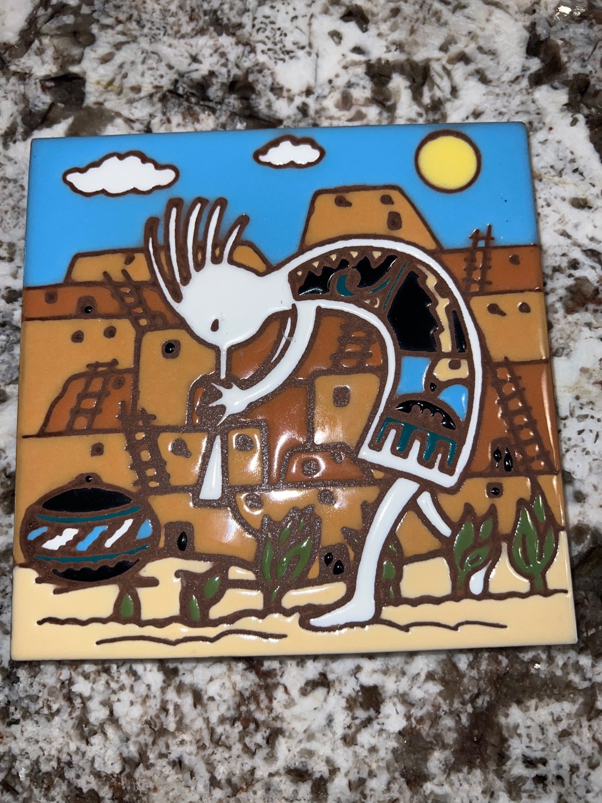 Earthtones 6" x 6" tile Kokapelli 2006 USA