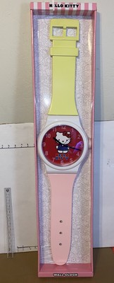 Hello Kitty Wristwatch Wall Clock Pink Yellow Red Face Sanrio NEW