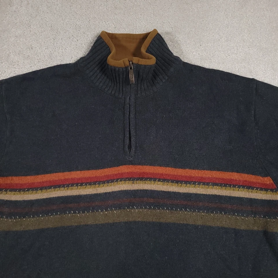 Suéter Columbia Para Hombre Grande Gris 1/4 Cremallera Pullover Mezcla Lana Tejido Foto 3 de 4