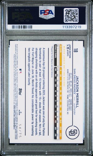 2024 Topps Japan Edition MLB Jackson Merrill (RC) /75 PSA 10 Jade Green - Bild 2 von 2