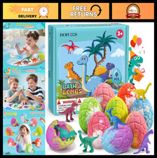 Dinosaur Bath Bombs for Kids - 9 Pack Organic Fizzy Bubble Bath with Surprise To