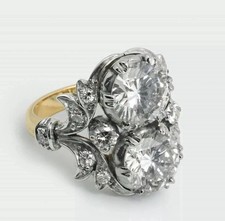 Vintage Art Deco Style Round Cut Lab Created Diamond Engagement 14K Gold FN Ring