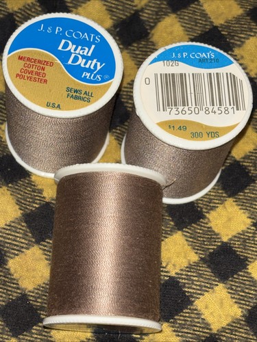 3 Lot New J&P Coats Dual Duty Thread 102G DK. Dogwood Sews All Fabrics 300 Yd Ea - Picture 1 of 4