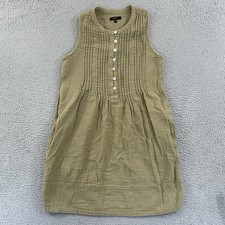 Quince Dress Womens XS Olive Green Gauze Cotton Sleeveless Tunic Casual Boho