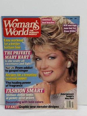 Woman's World Magazine March 8, 1988 - Mary Hart Cover, Bruce Willis, Beaches
