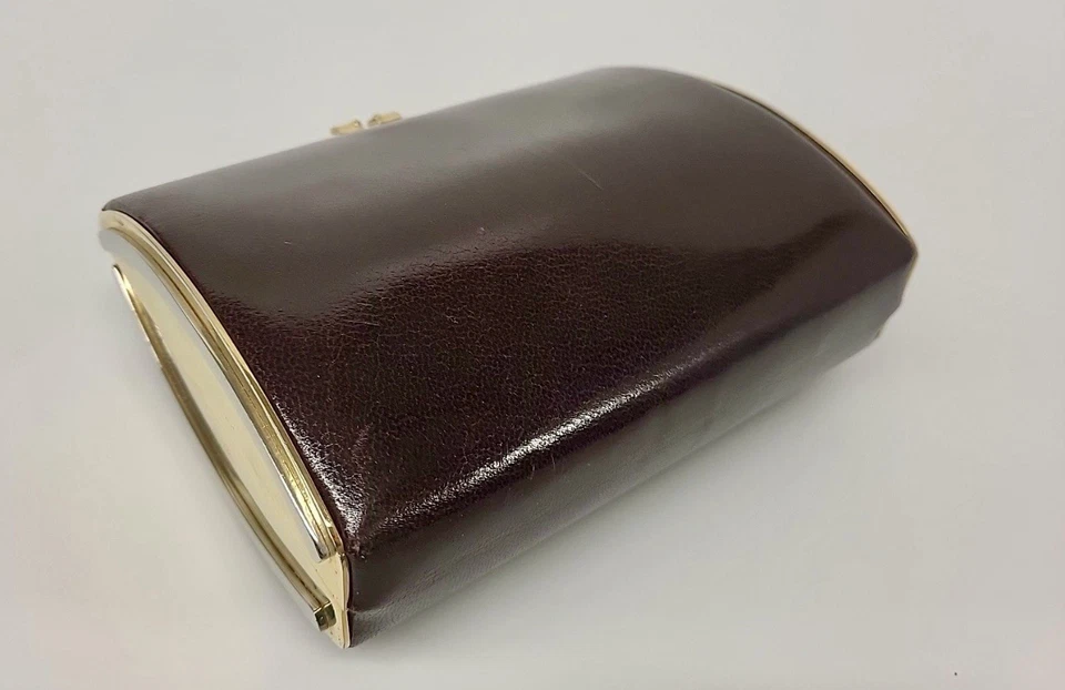 Estate TANO OF MADRID 🇪🇸ESPAÑA Estuche Rígido MARRÓN OSCURO Looks Negro Cartera Bolso sin asas* Foto 2 de 4