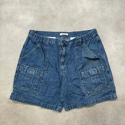 Short Savane Cargo Femme 36" Denim Vintage 90s Jorts, Bleu - Photo 1/4