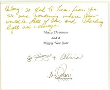 Olivia Harrison inscribed Friar Park Christmas Card with Printed Autographs