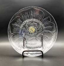 Five (5) Vintage Duralex 8” Glass Salad Plates “Sainson” Floral Pattern w/Tags