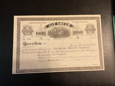 Jay Gould Mining Company of Helena, MT Stock Certificate Unissued