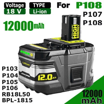 NEW 18V 12.0AH FOR RYOBI ONE PLUS P108 18 VOLT LITHIUM-ION HIGH CAPACITY BATTERY