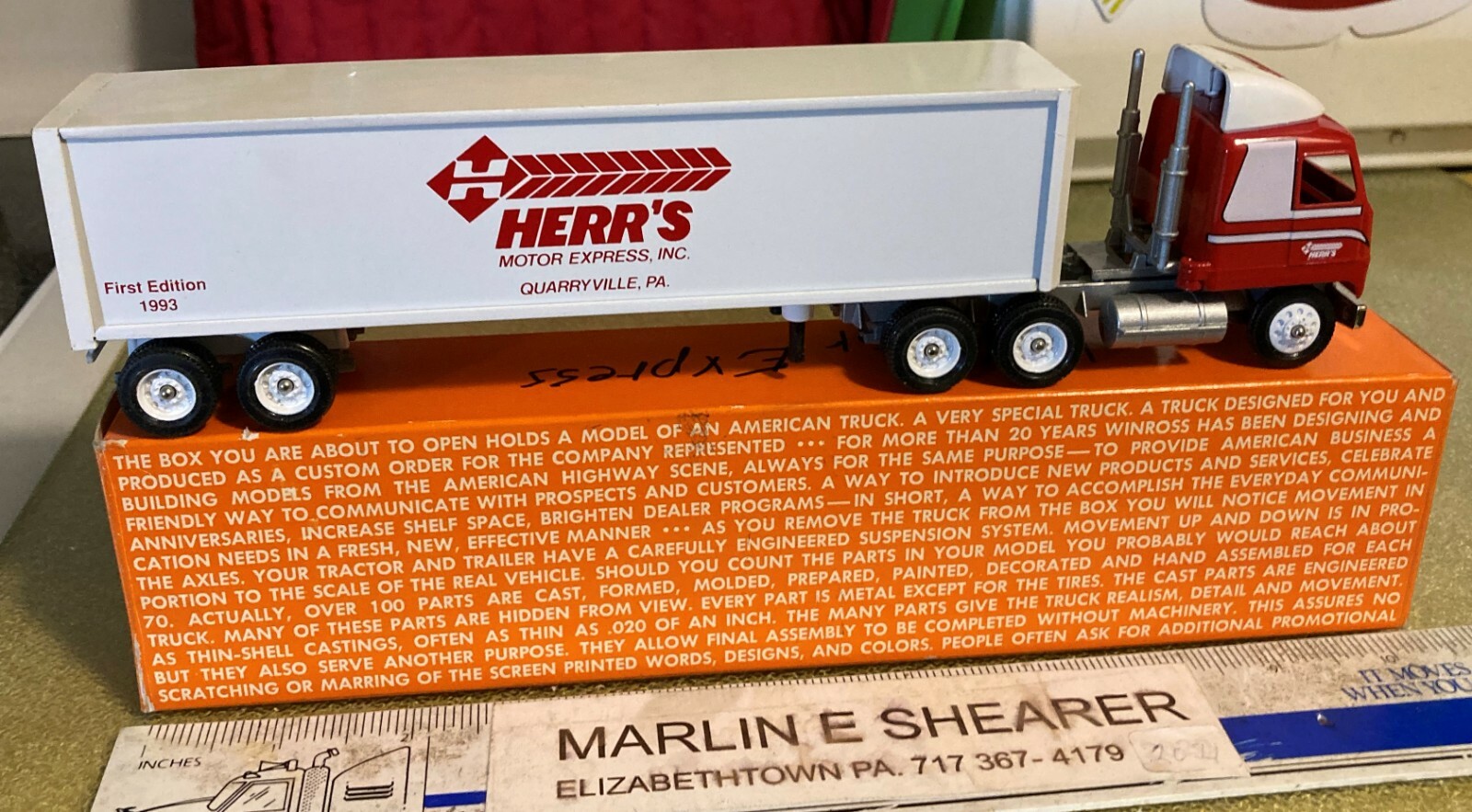 HERR'S MOTOR EXPRESS quarryville pa. TRUCKING TRACTOR & TRAILER WINROSS