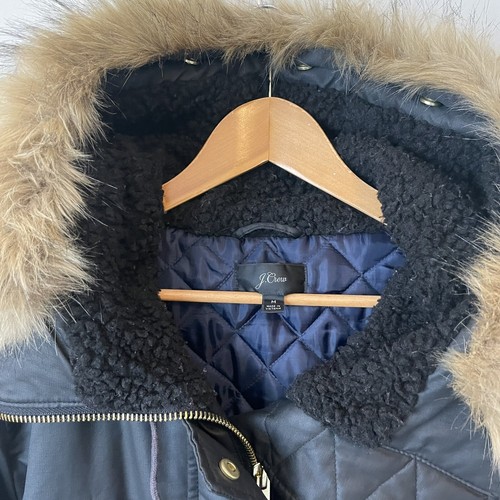 J.Crew Perfect Winter Parka Black Size M Faux Fur PrimaLoft Zip Up Snap Lined - Picture 7 of 15
