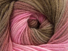 100 Gram Magic Light #61136 Pinks Browns Ice Self-Striping DK Yarn 393 Yards