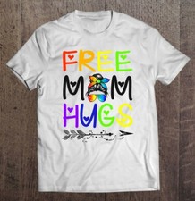 Free Mom Hugs Messy Bun Rainbow Lgbt Pride Unisex T-shirt