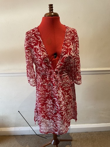 Next Red Floral Mix Sheer Tunic dress boho festival cover up size 12 Free  Pu0026P | eBay