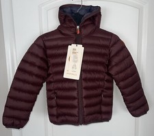 NWT Save The Duck Kids Giga17 Dony Puffer Jacket Size 6 Burgundy Black