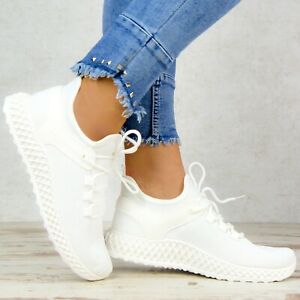 Damen Schuhe Sneaker Weiss Weiß Low Turnschuhe Sportschuhe Ballerina Freizeit