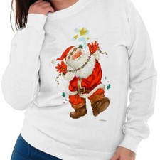 Santa Claus Merry Christmas Mom Grandma Gift Womens Long Sleeve Crew Sweatshirt