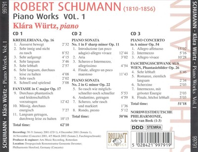 SCHUMANN: PIANO WORKS, VOL. 1 NEW CD