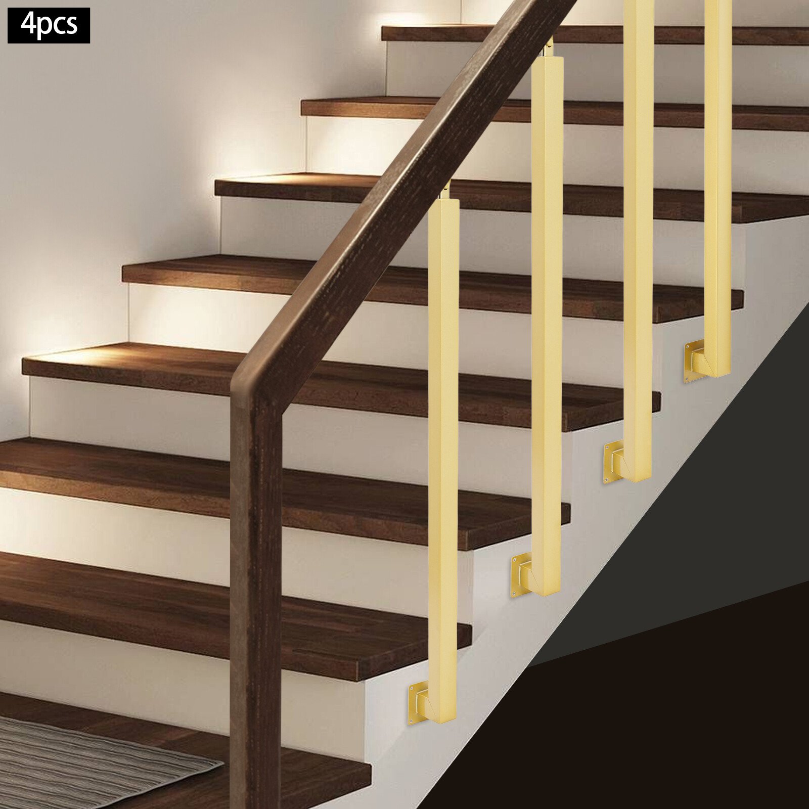 Square Metal Stair Baluster Posts - Decorative Railing for Stairs