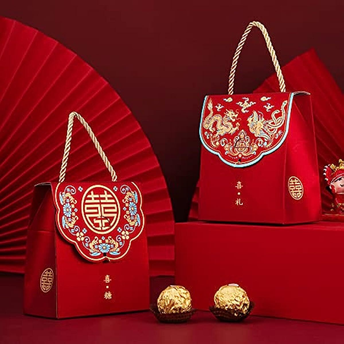 20pcs Chinese Wedding Candy Boxes Wedding Gift Wrapping Bags Portable