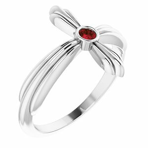 Mozambique Garnet Sideways Cross Ring In Sterling Silver - Picture 1 of 1